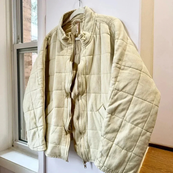 NWT Free People Dolman Jacket Quilted Knit Bomber Oversized Vanilla Cream Large - Picture 8 of 14